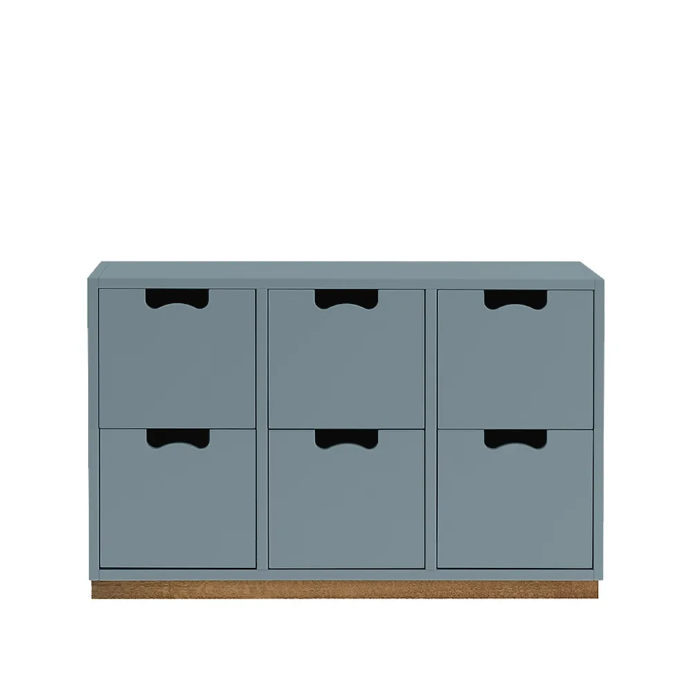 Snö B2 Kommode, Nordic blue, Eichensockel Asplund