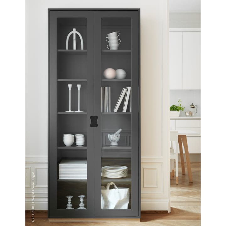 Snö F Hochschrank Vitrine - Char grey, Birkensockel,  30 cm - Asplund