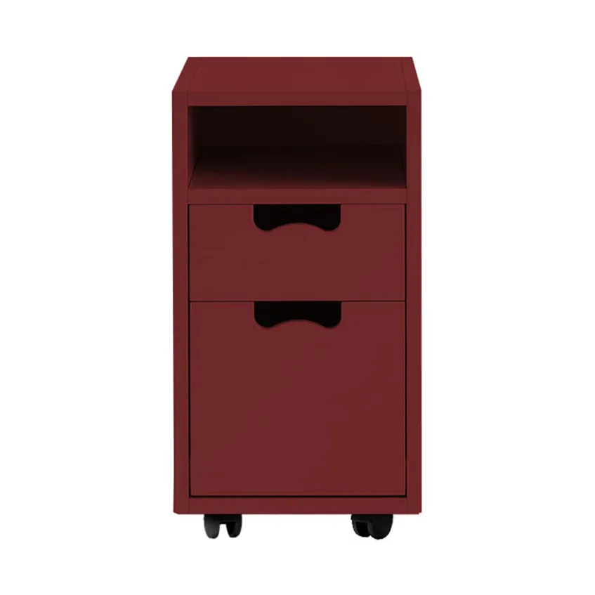 Snö G3 Nachttisch, Brown red, schwarze Räder Asplund