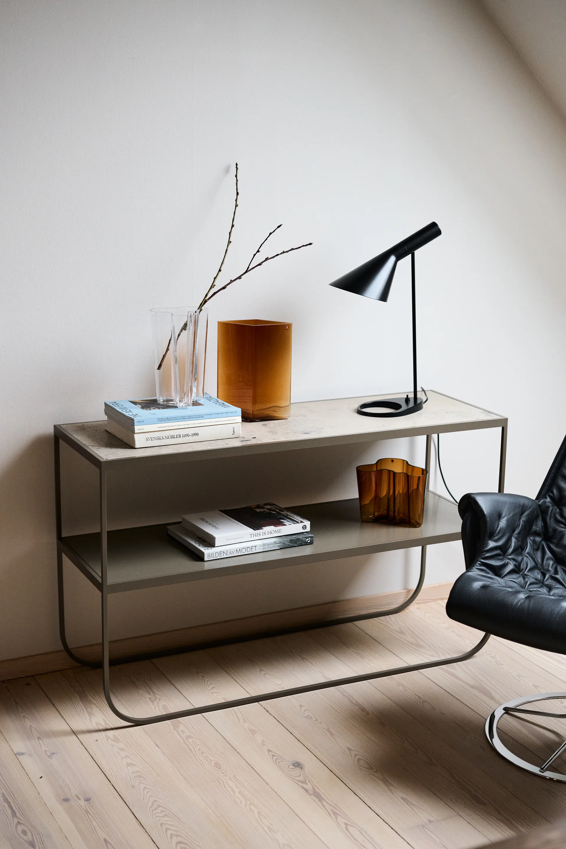 Tati Konsole 120 Konsolentisch, Kalkstein jura, nougat Gestell, 120 Asplund