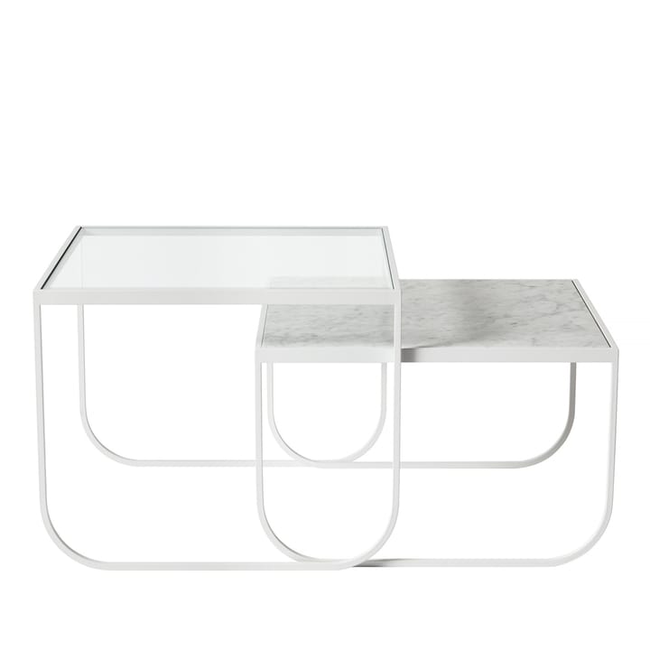 Tati Square Couchtisch, Weißer Marmor, weißes Gestell Asplund