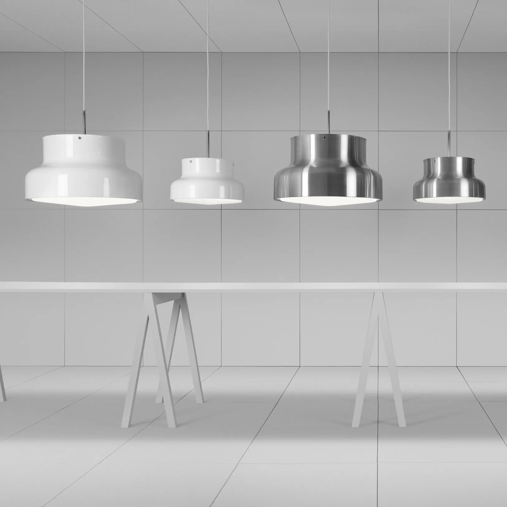 Bumling Pendelleuchte groß 600 mm, Weiß-Opalglas Ateljé Lyktan