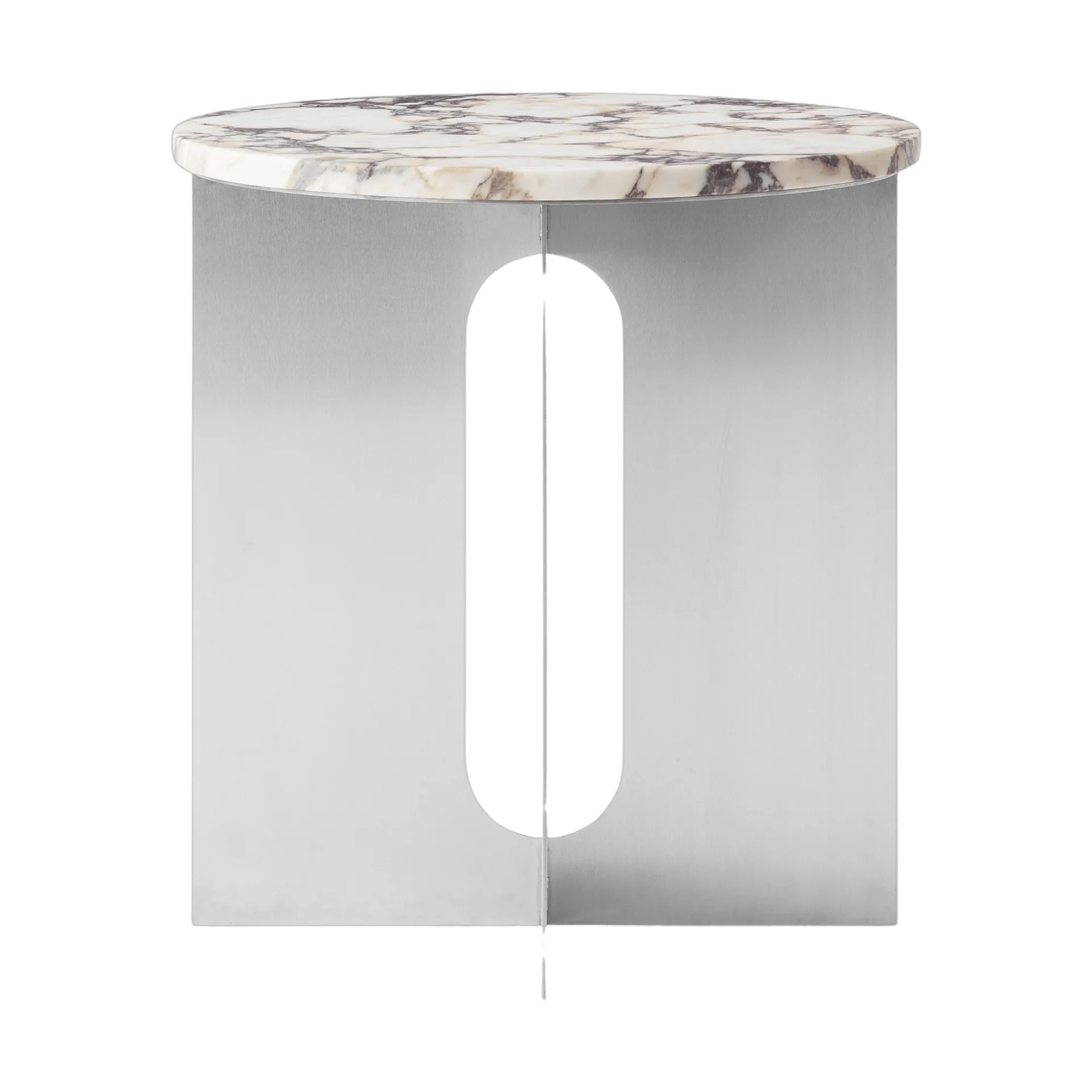 Androgyne Sideboard, Calacatta Viola Marmor-gebürsteter Stahl, Ø42 cm Audo Copenhagen