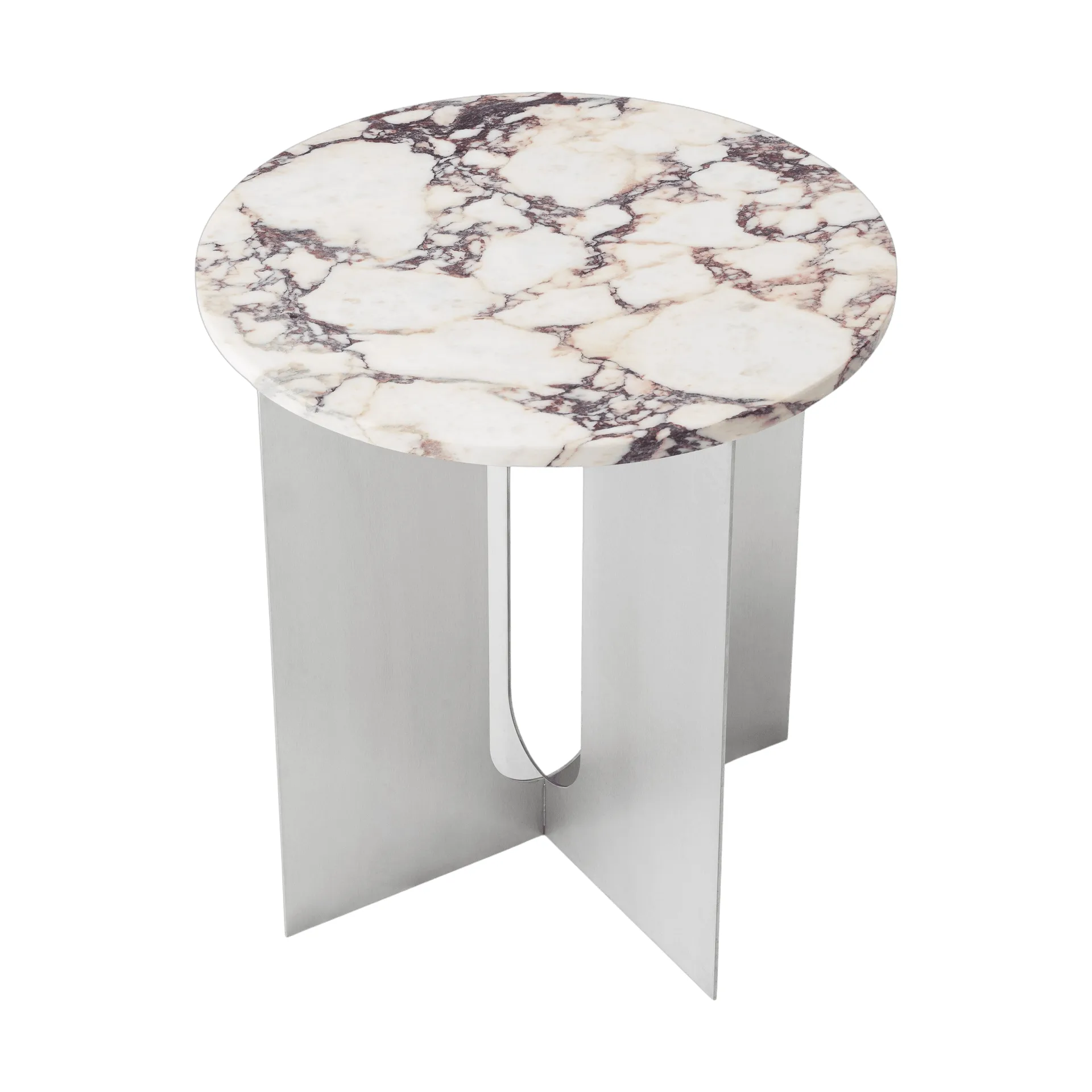 Androgyne Sideboard, Calacatta Viola Marmor-gebürsteter Stahl, Ø42 cm Audo Copenhagen