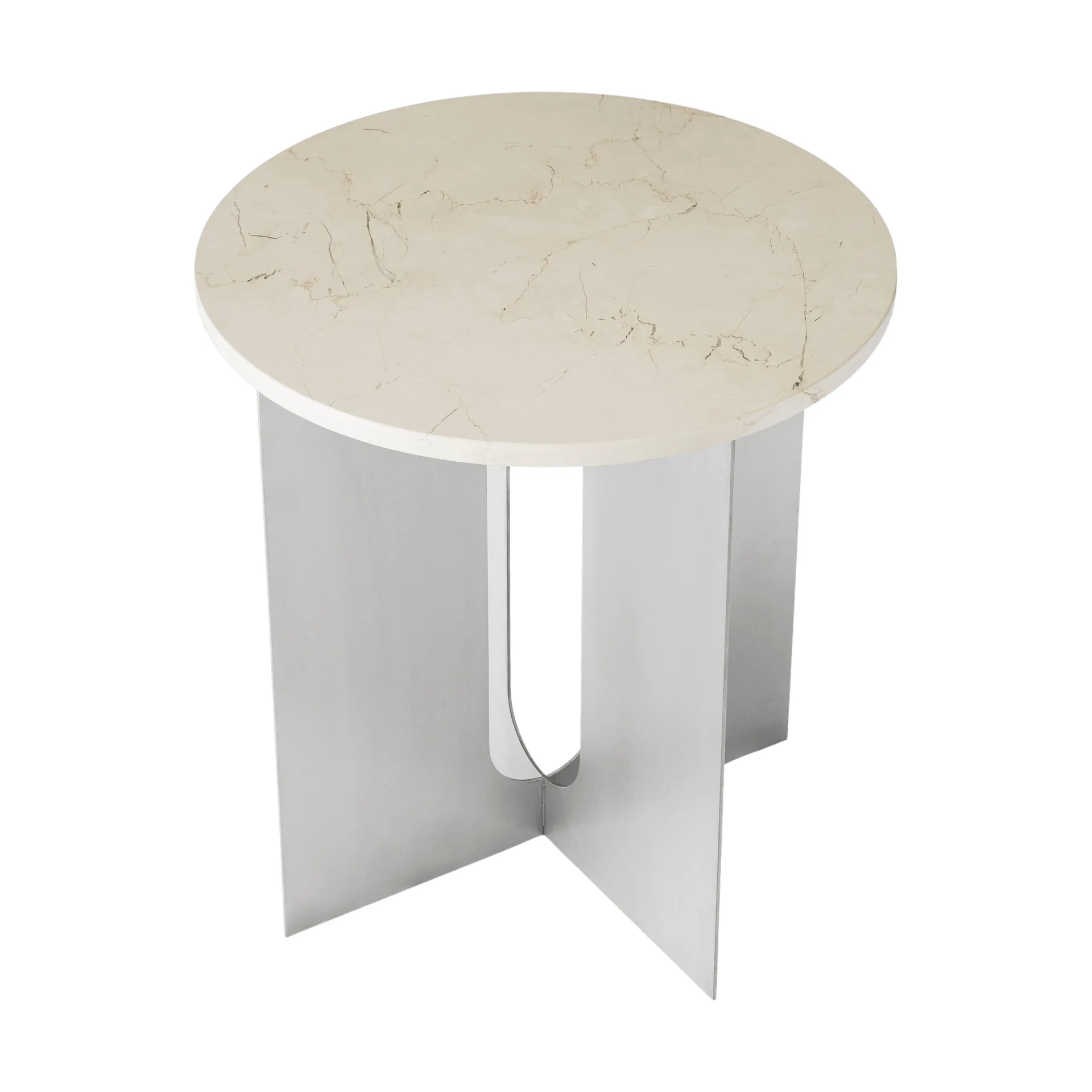Androgyne Sideboard, Crystal Rose Marmor-gebürsteter Stahl, Ø42 cm Audo Copenhagen