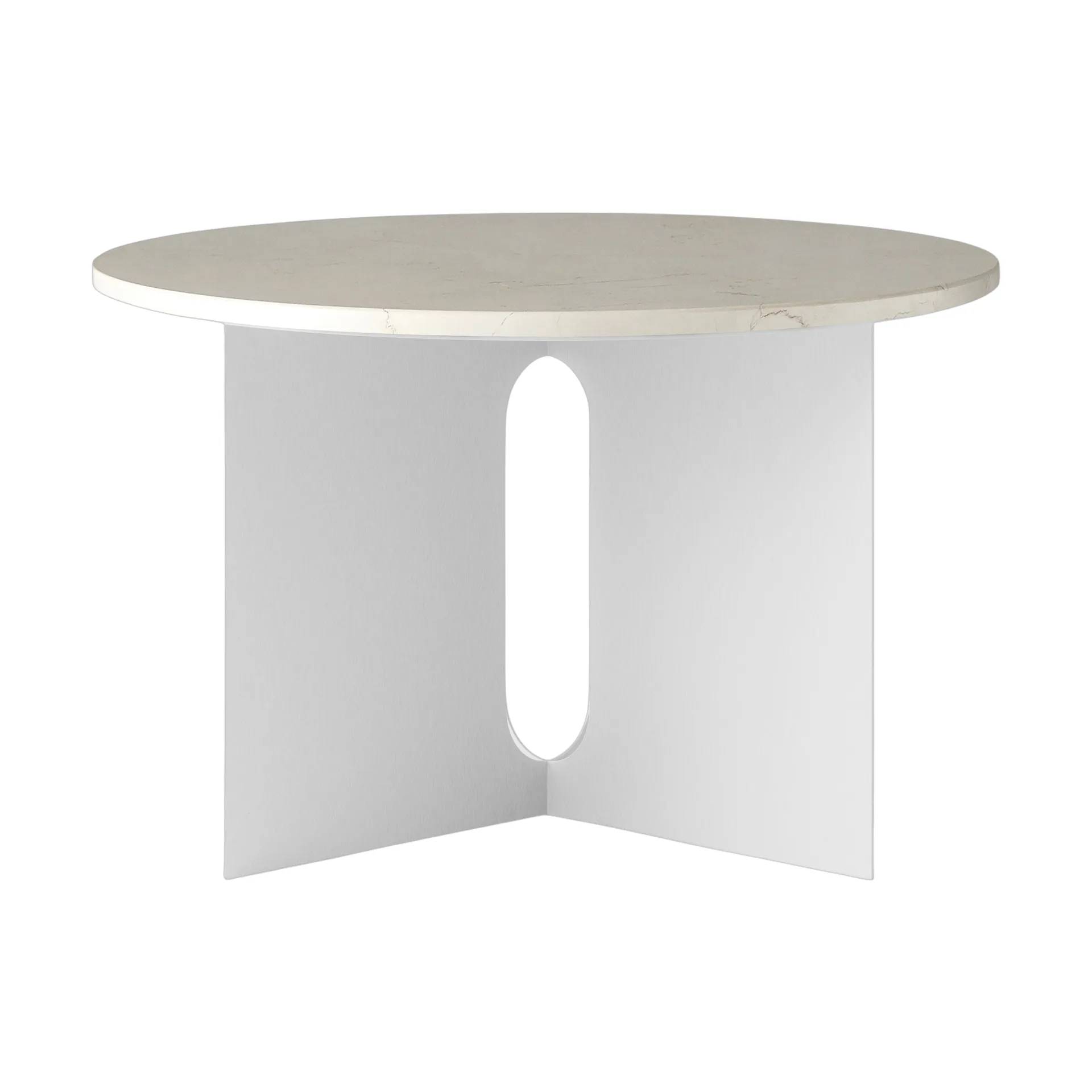Androgyne Sideboard, Crystal Rose Marmor-gebürsteter Stahl, Ø65 cm Audo Copenhagen