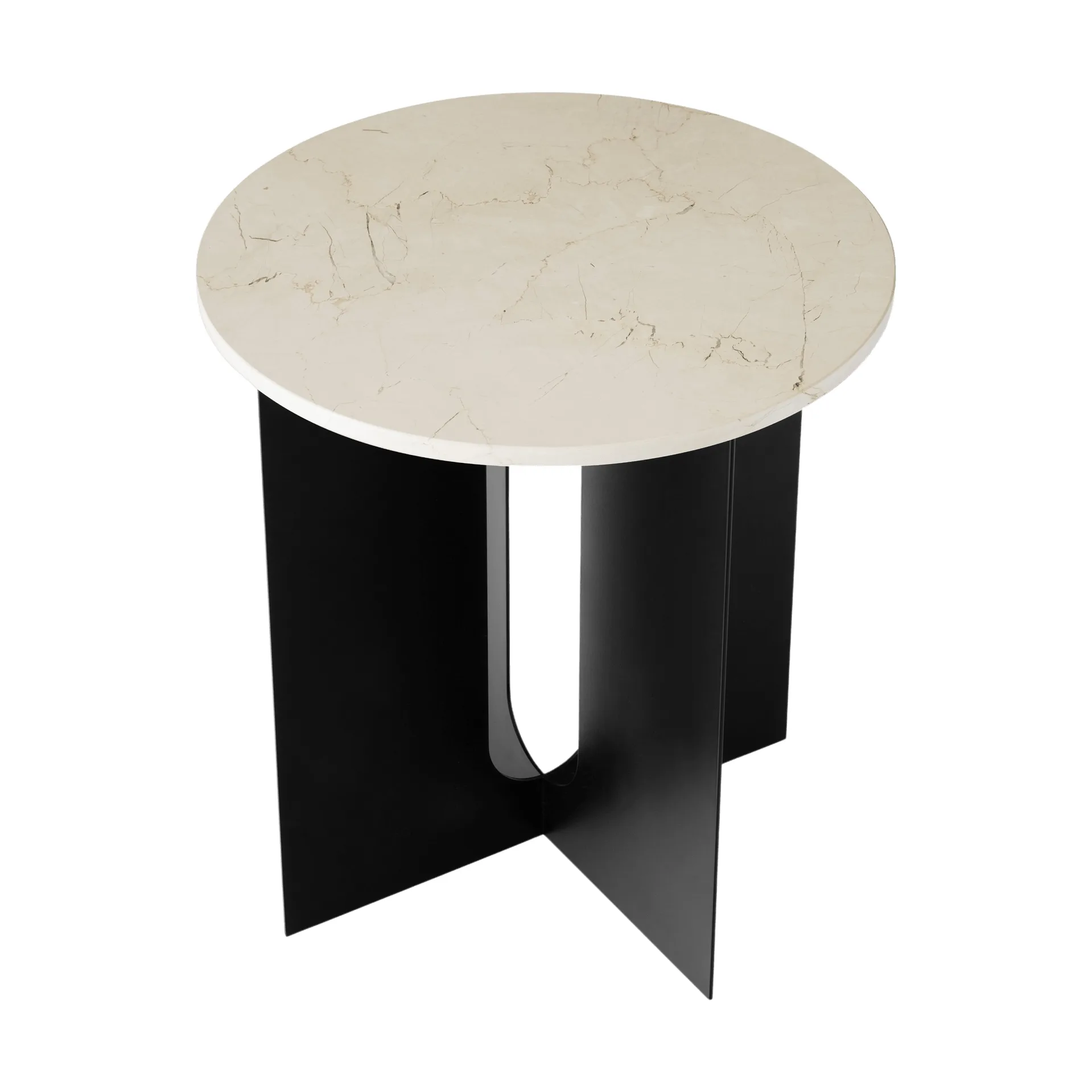 Androgyne Sideboard, Crystal Rose Marmor-Schwarz Stahl, Ø42 cm Audo Copenhagen