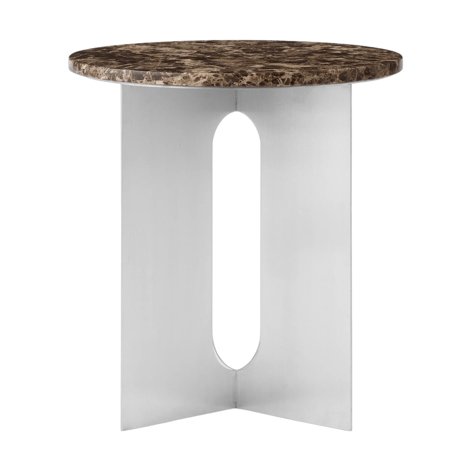 Androgyne Sideboard, Emperador Marmor-gebürsteter Stahl, Ø42 cm Audo Copenhagen