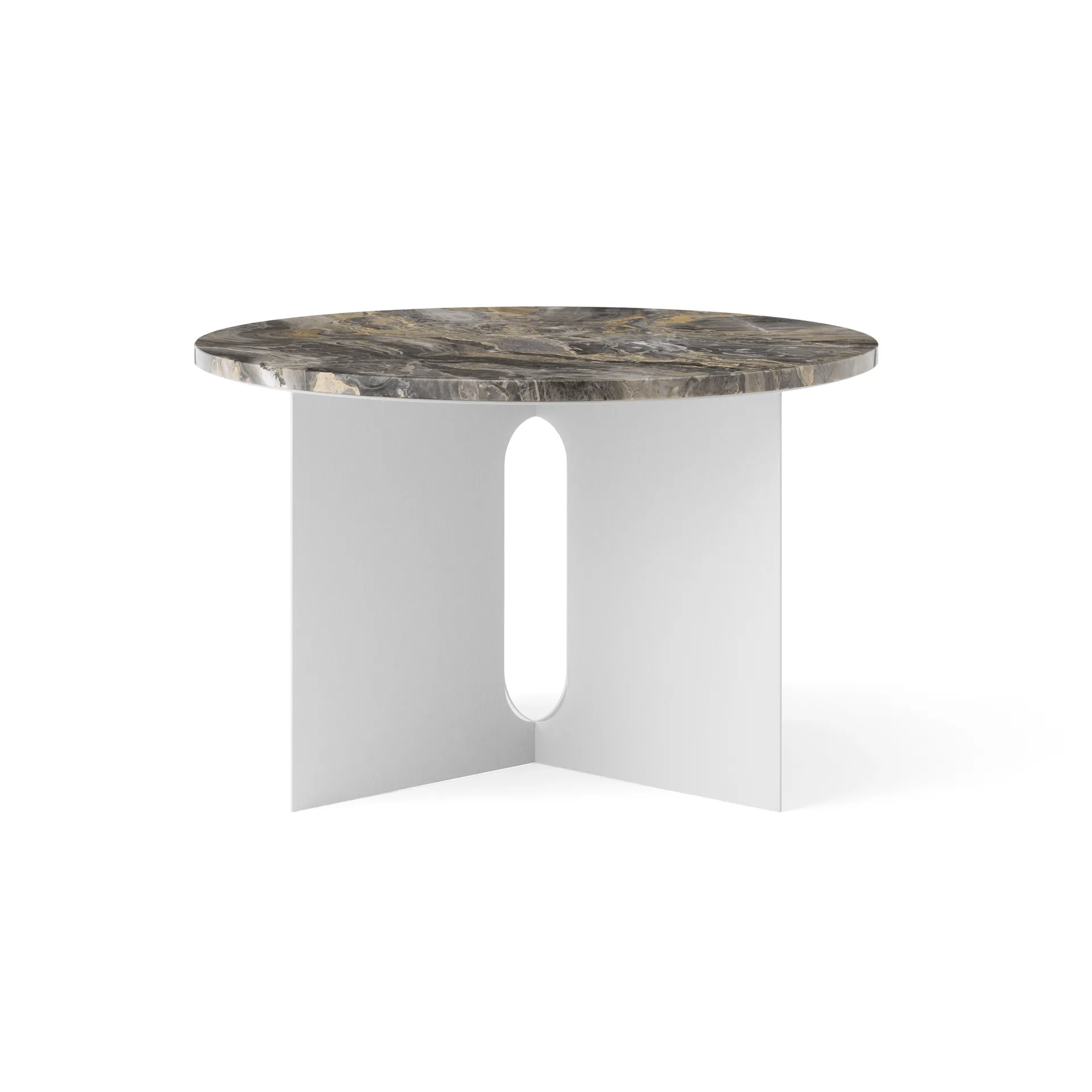 Androgyne Sideboard, Grey Galaxy Marmor-gebürsteter Stahl, Ø65 cm Audo Copenhagen