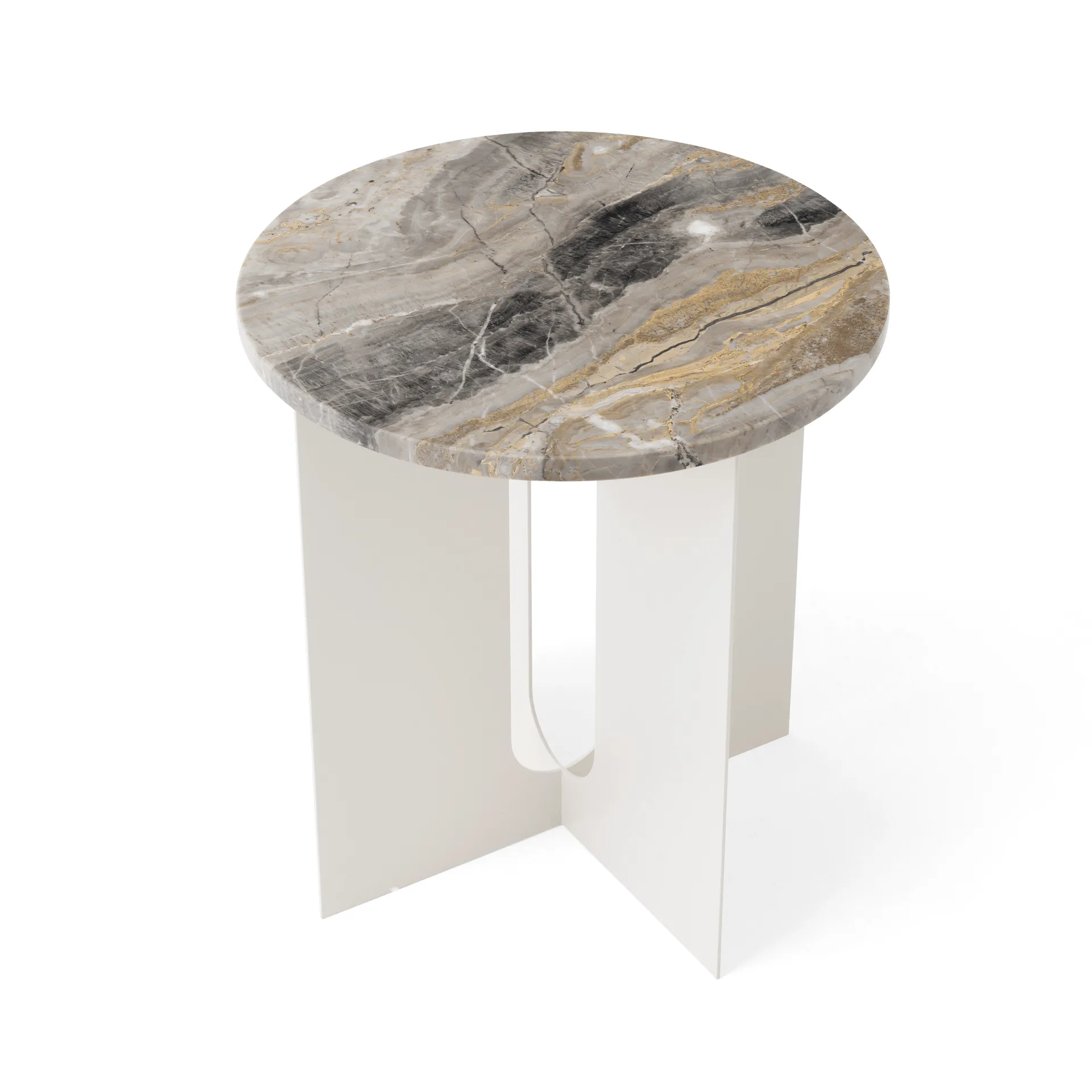 Androgyne Sideboard, Grey Galaxy Marmor-Ivory Stahl, Ø42 cm Audo Copenhagen