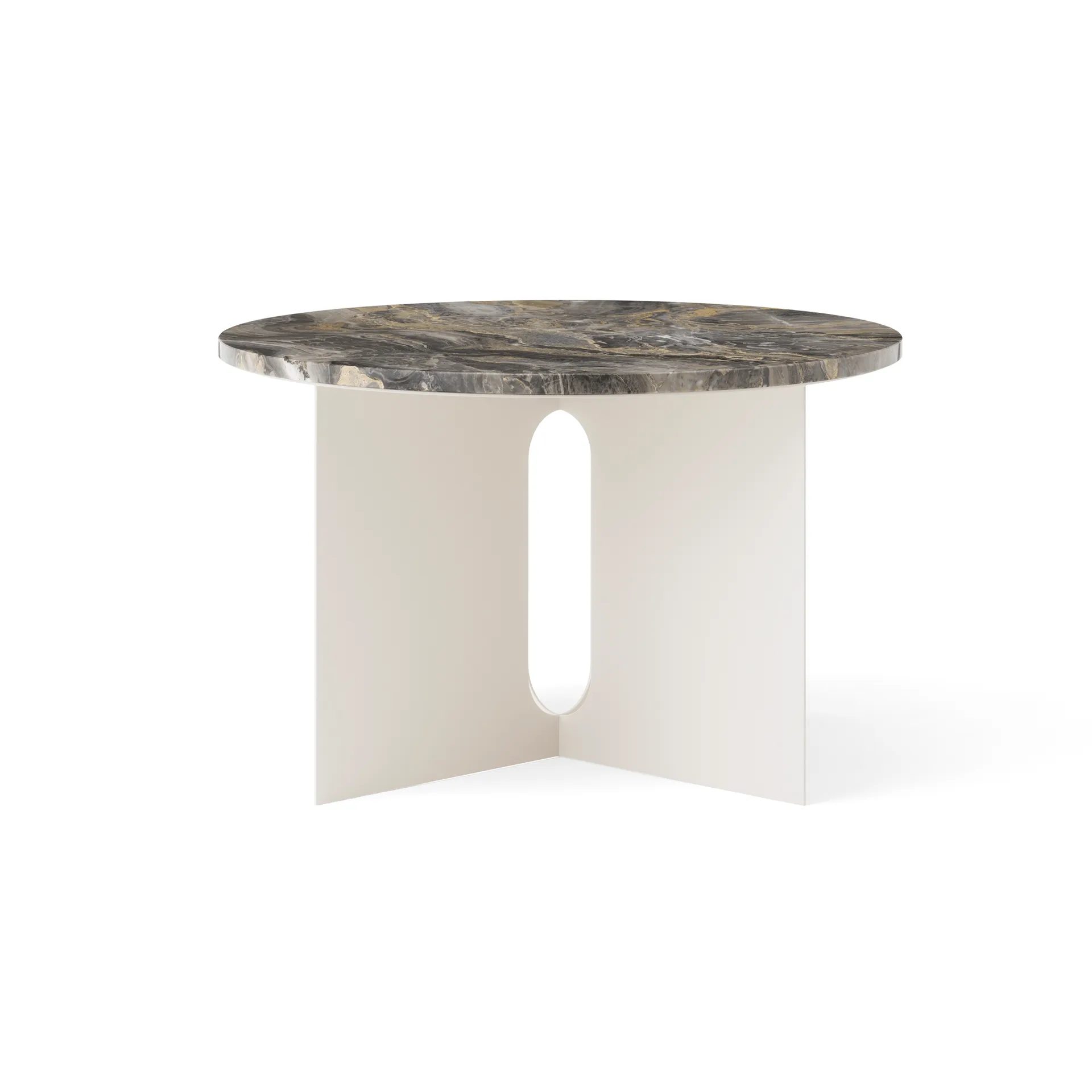 Androgyne Sideboard, Grey Galaxy Marmor-Ivory Stahl, Ø65 cm Audo Copenhagen