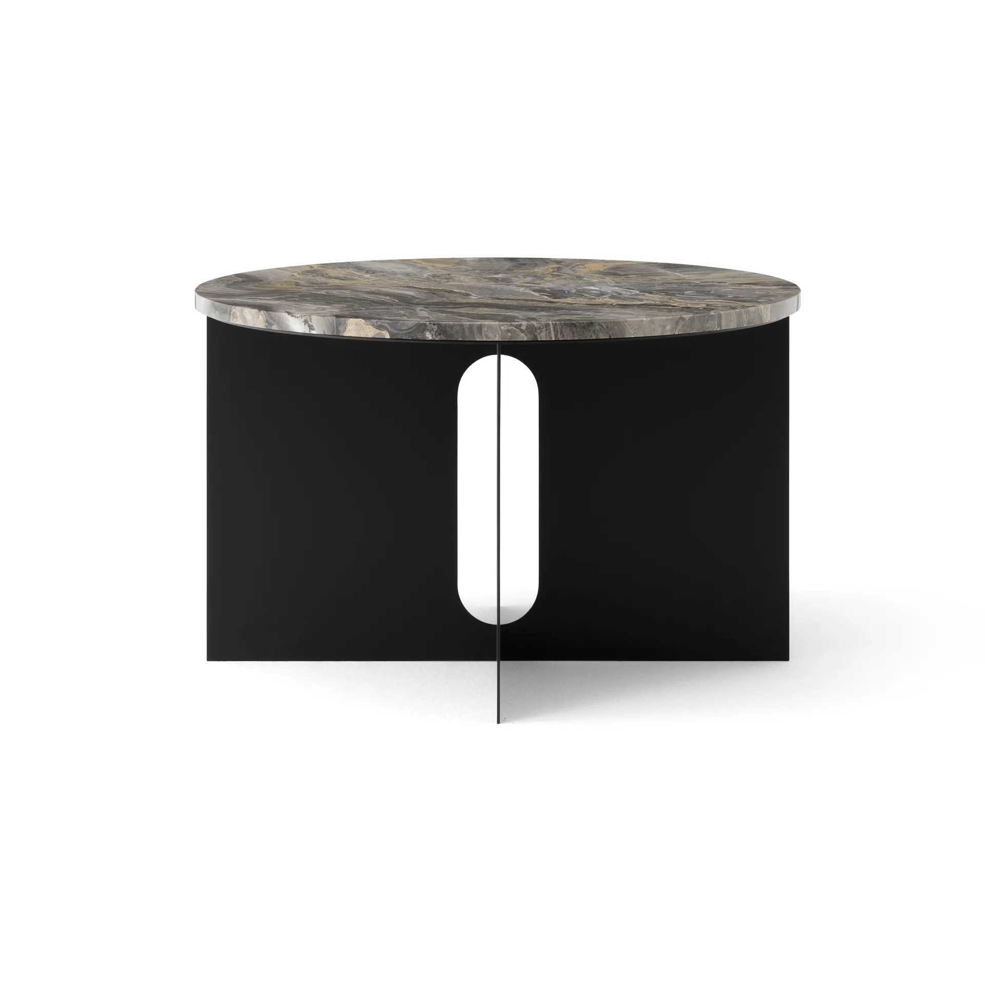 Androgyne Sideboard, Grey Galaxy Marmor-Schwarz Stahl, Ø65 cm Audo Copenhagen
