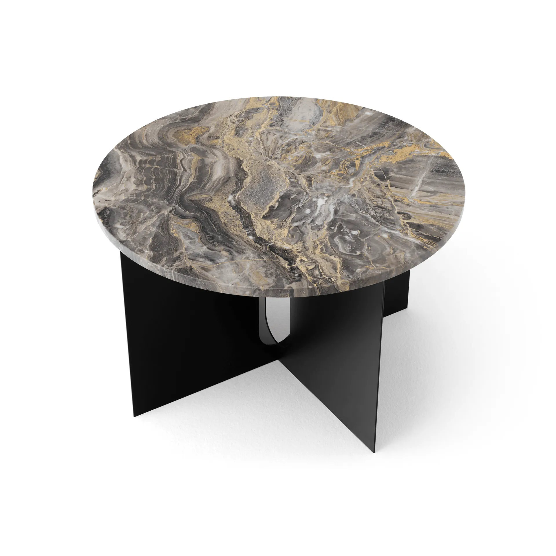 Androgyne Sideboard, Grey Galaxy Marmor-Schwarz Stahl, Ø65 cm Audo Copenhagen