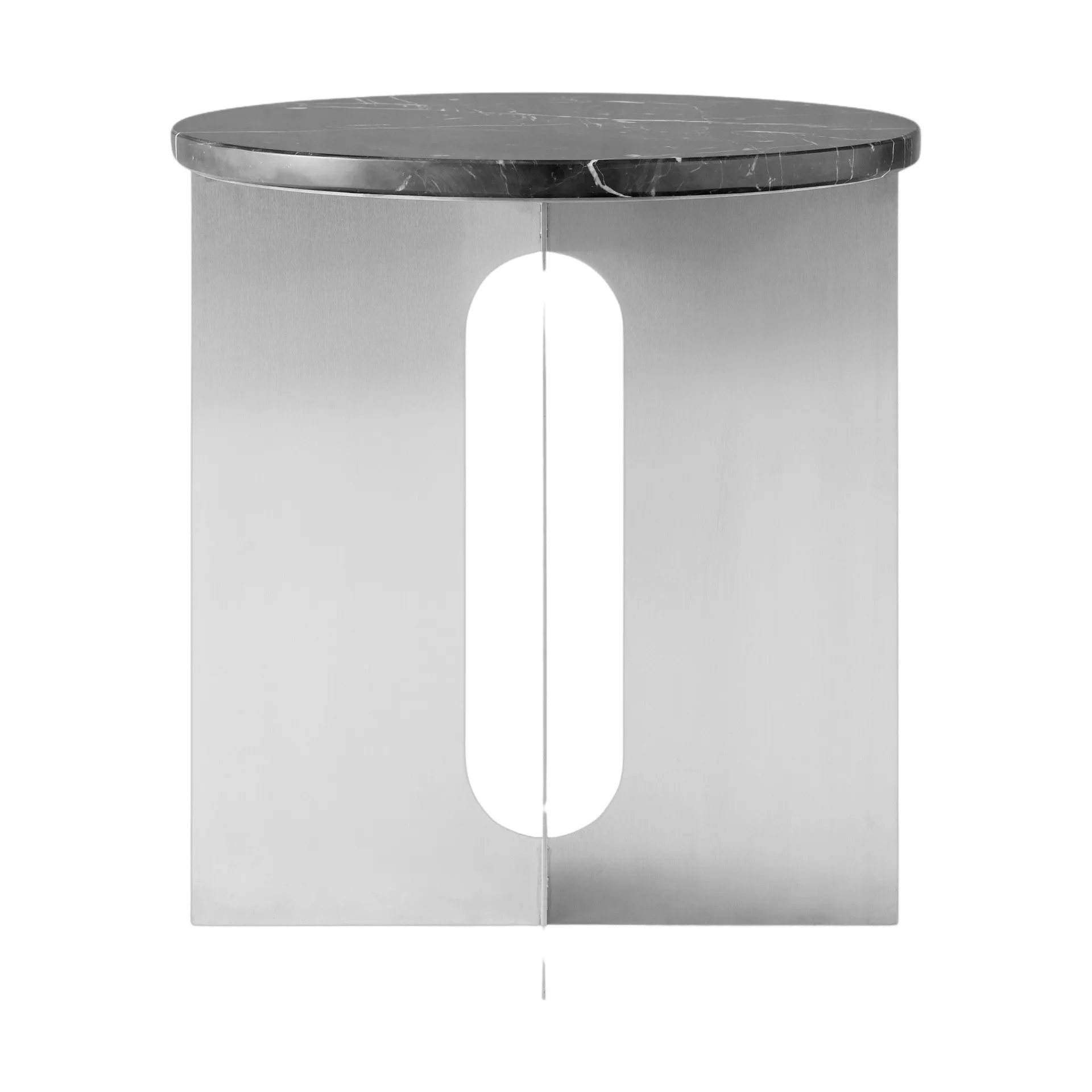 Androgyne Sideboard, Nero Maquina Marmor-gebürsteter Stahl, Ø42 cm Audo Copenhagen