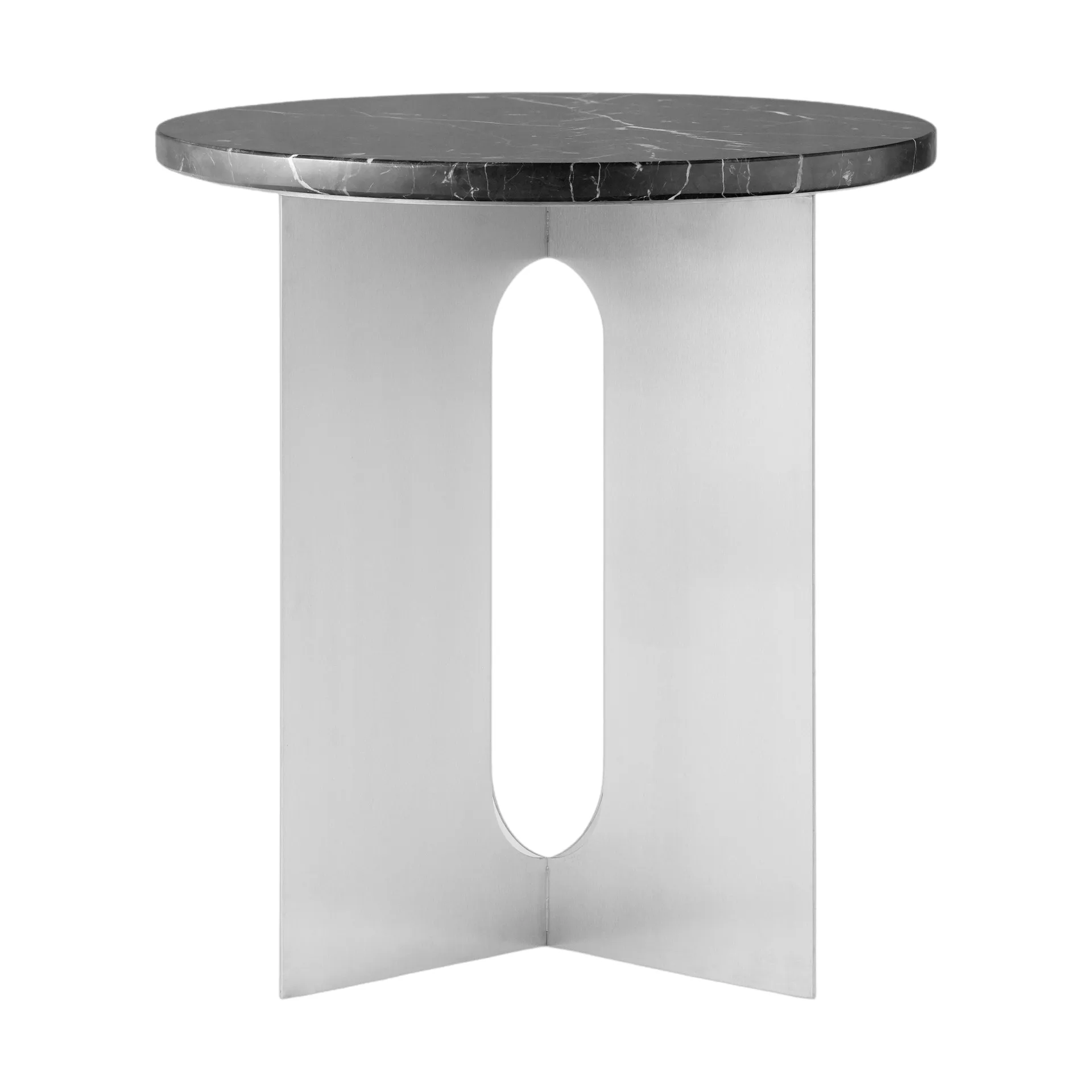Androgyne Sideboard, Nero Maquina Marmor-gebürsteter Stahl, Ø42 cm Audo Copenhagen