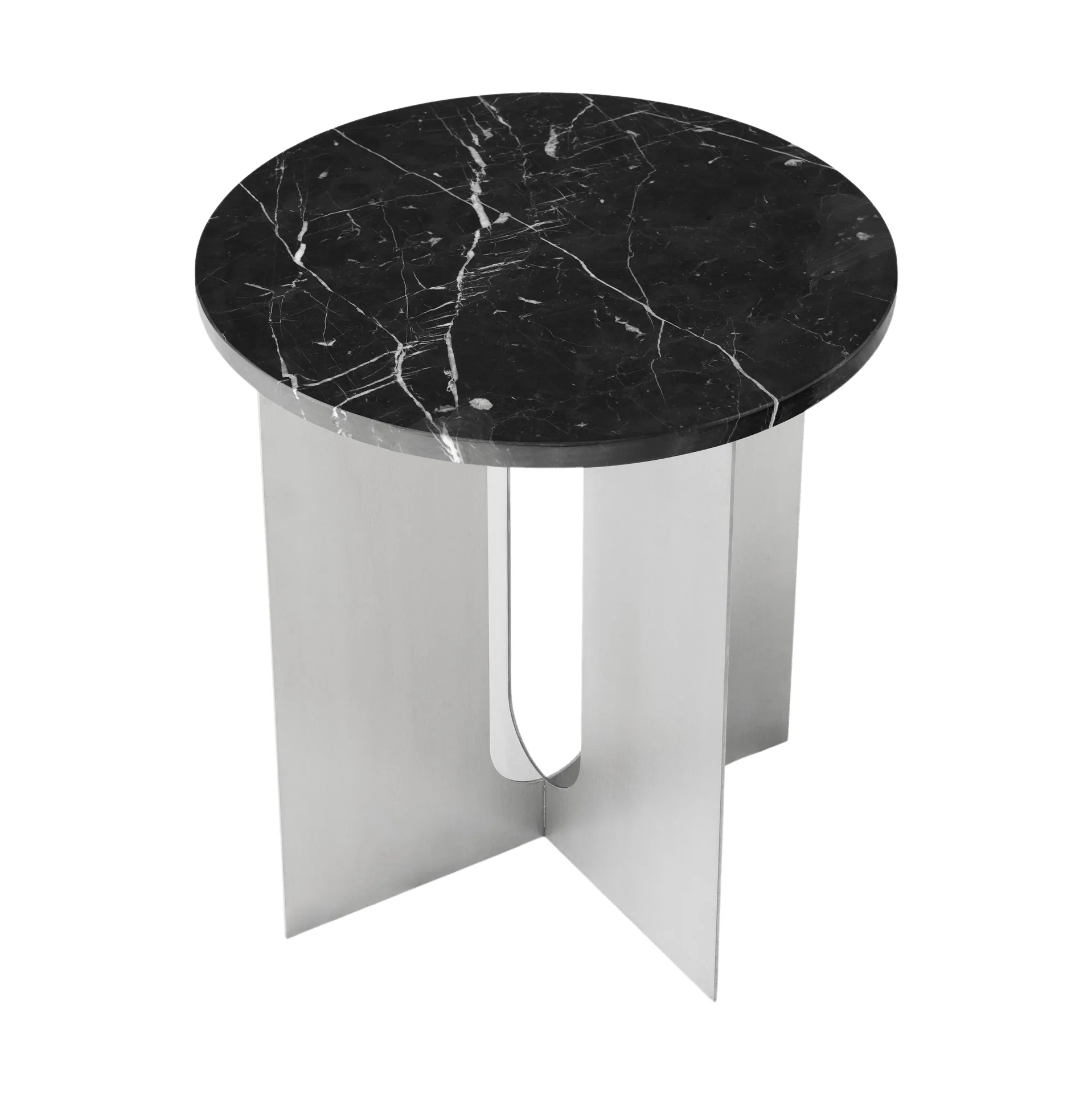 Androgyne Sideboard, Nero Maquina Marmor-gebürsteter Stahl, Ø42 cm Audo Copenhagen