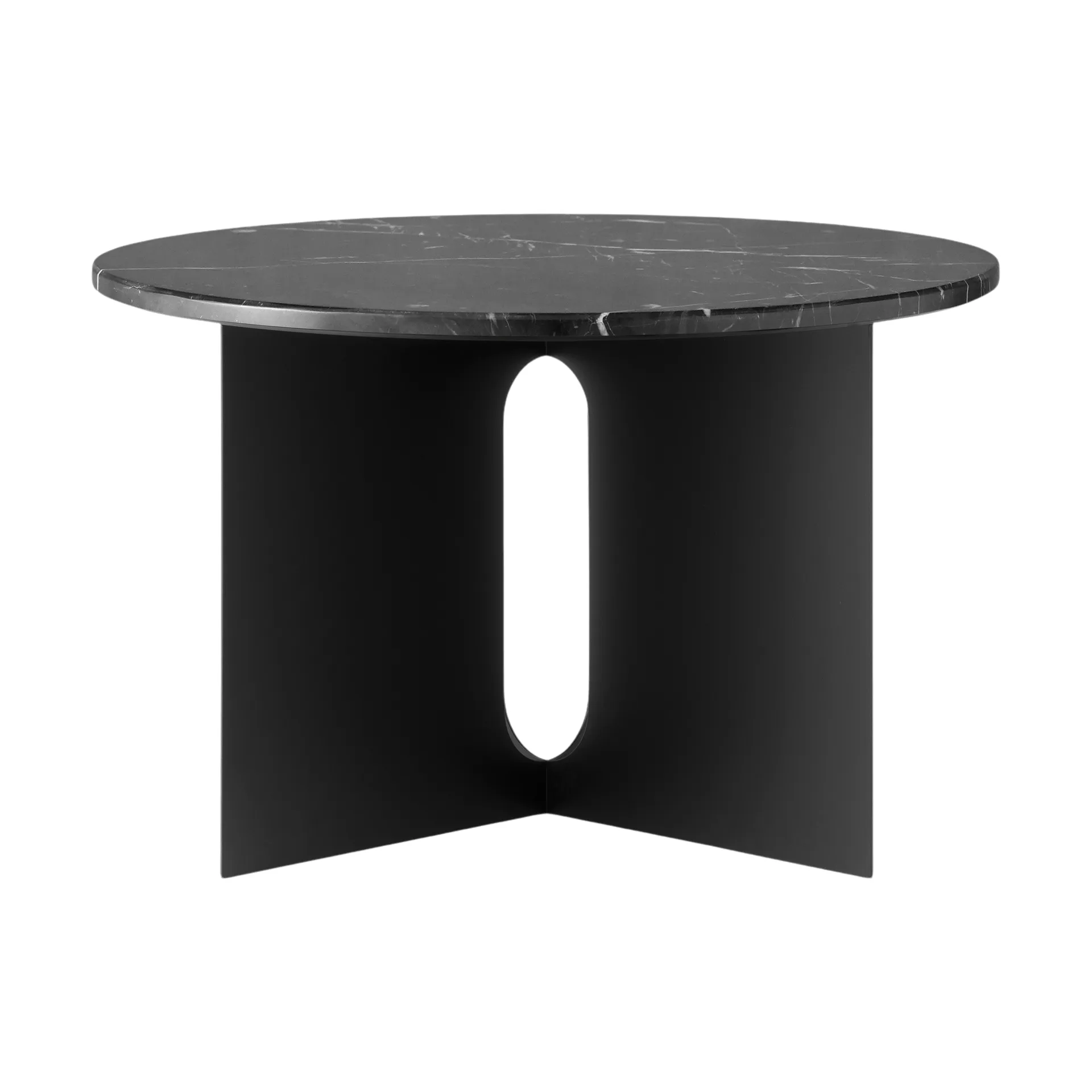 Androgyne Sideboard, Nero Marquina Marmor-Schwarz Stahl, Ø65 cm Audo Copenhagen
