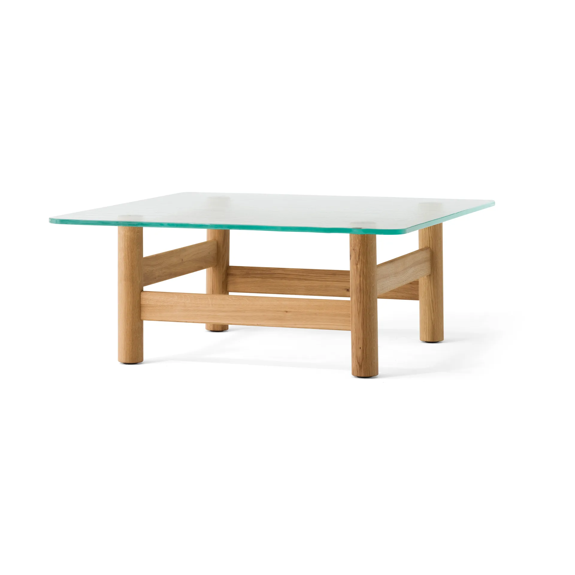Brasilia Beistelltisch 100x100 cm, Natural oak-clear glass Audo Copenhagen