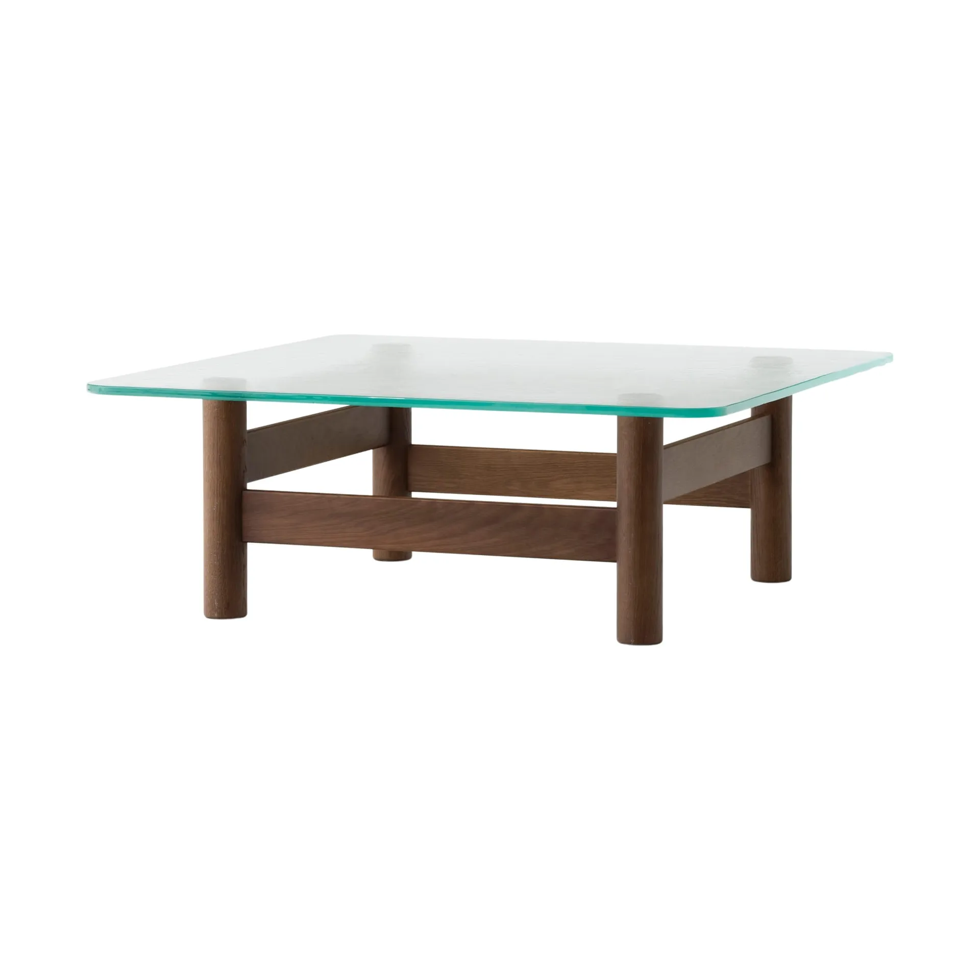 Brasilia Couchtisch 100x100 cm, Dark stained oak-clear glass Audo Copenhagen