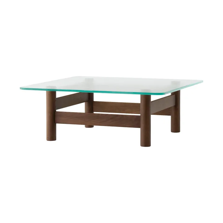Brasilia Couchtisch 100x100 cm - Dark stained oak-clear glass - Audo Copenhagen