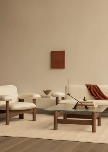 Brasilia Couchtisch 100x100 cm - Dark stained oak-clear glass - Audo Copenhagen