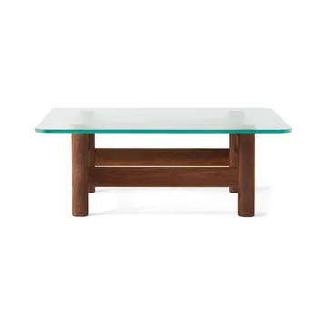 Brasilia Couchtisch 100x100 cm - Walnut-clear glass - Audo Copenhagen