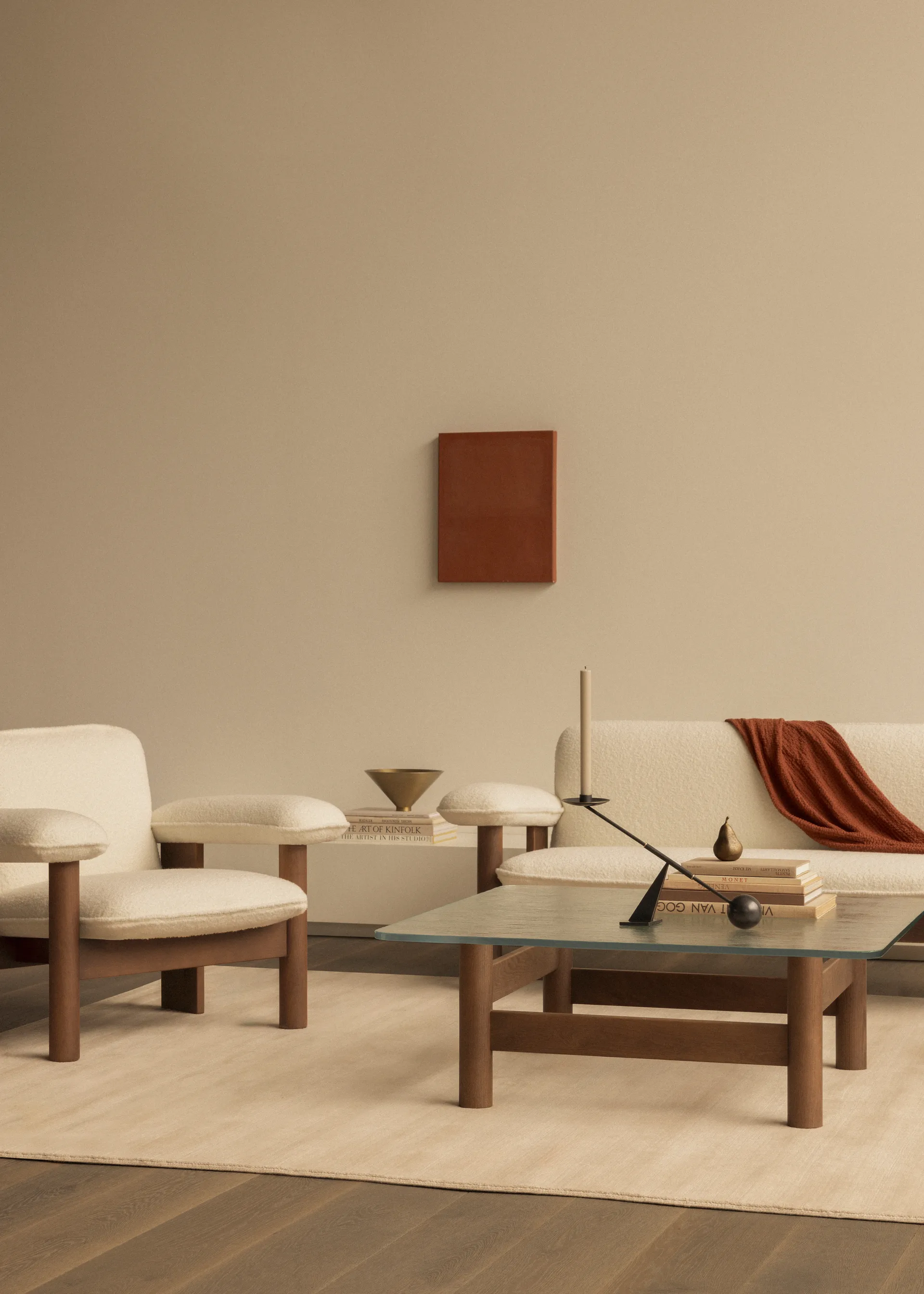 Brasilia Couchtisch 100x100 cm, Walnut-clear glass Audo Copenhagen