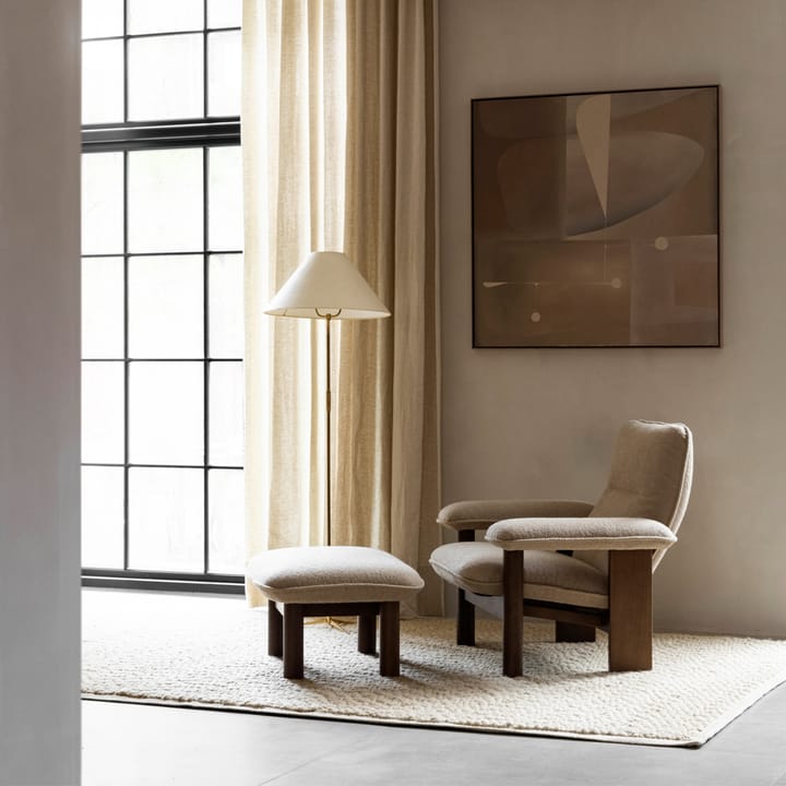 Brasilia Fußhocker, Leder dunes camel 21004 Braun, Dunkelgebeiztes Eichenholzgestell Audo Copenhagen