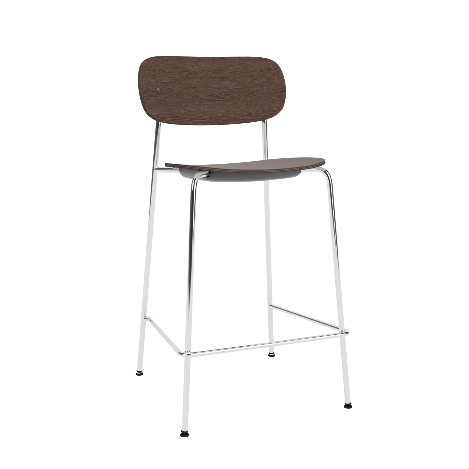 Co Bar Chair Barstuhl, Dunkel gebeizte Eiche-verchromter Stahl, 65 cm Audo Copenhagen