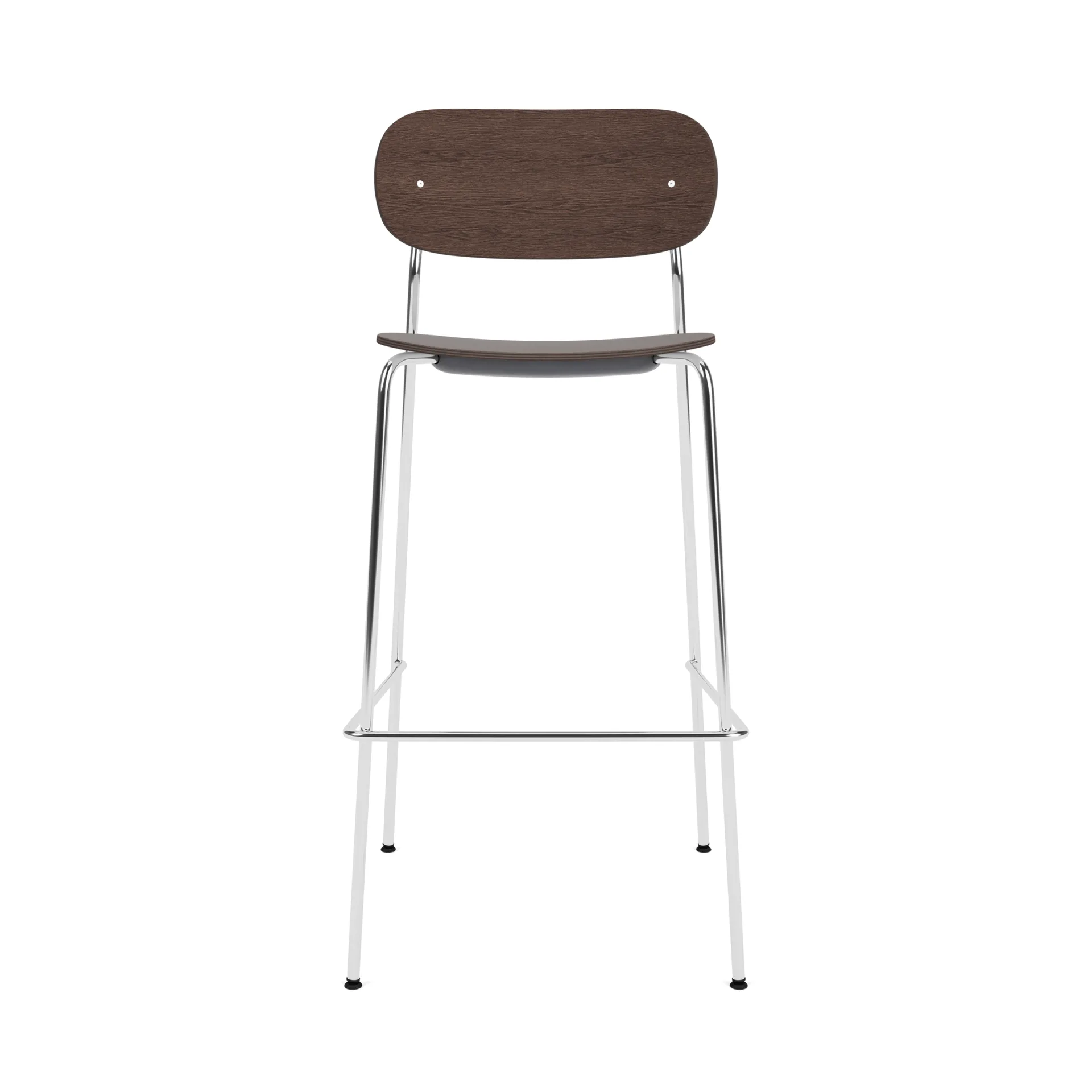 Co Bar Chair Barstuhl, Dunkel gebeizte Eiche-verchromter Stahl, 75 cm Audo Copenhagen