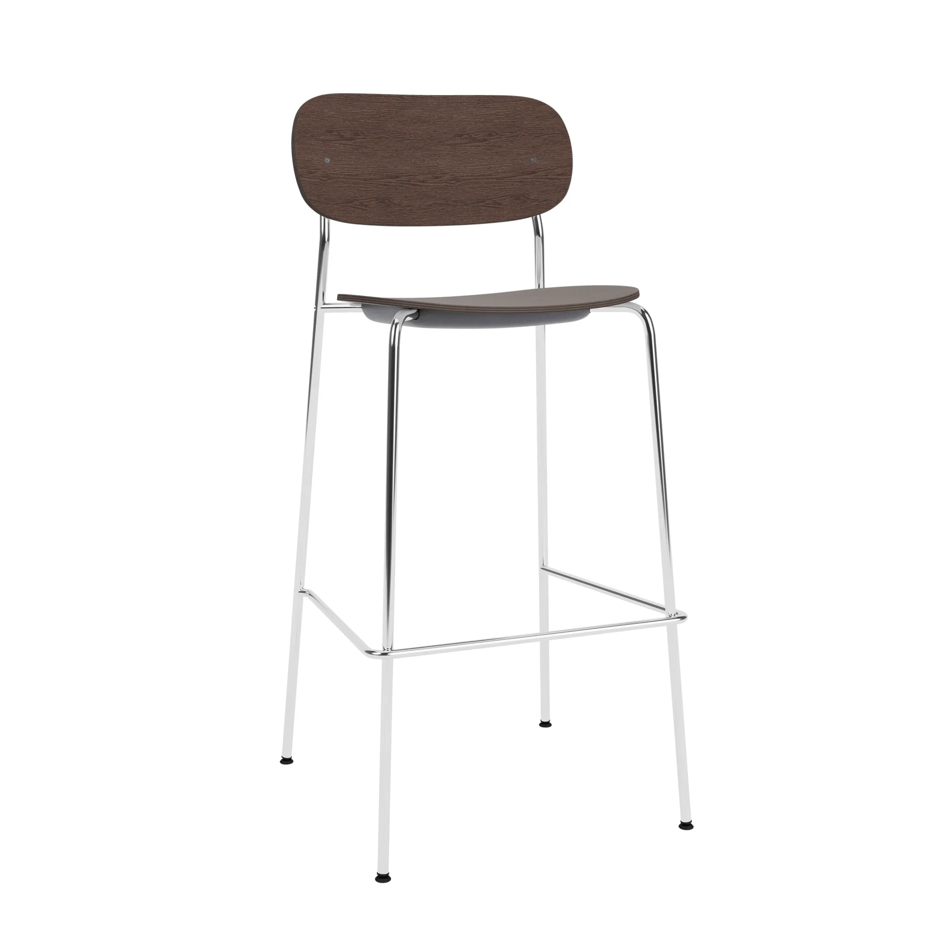 Co Bar Chair Barstuhl, Dunkel gebeizte Eiche-verchromter Stahl, 75 cm Audo Copenhagen
