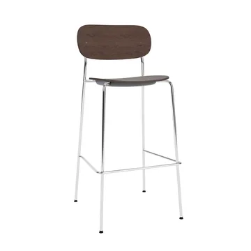Co Bar Chair Barstuhl - Dunkel gebeizte Eiche-verchromter Stahl, 75 cm - Audo Copenhagen