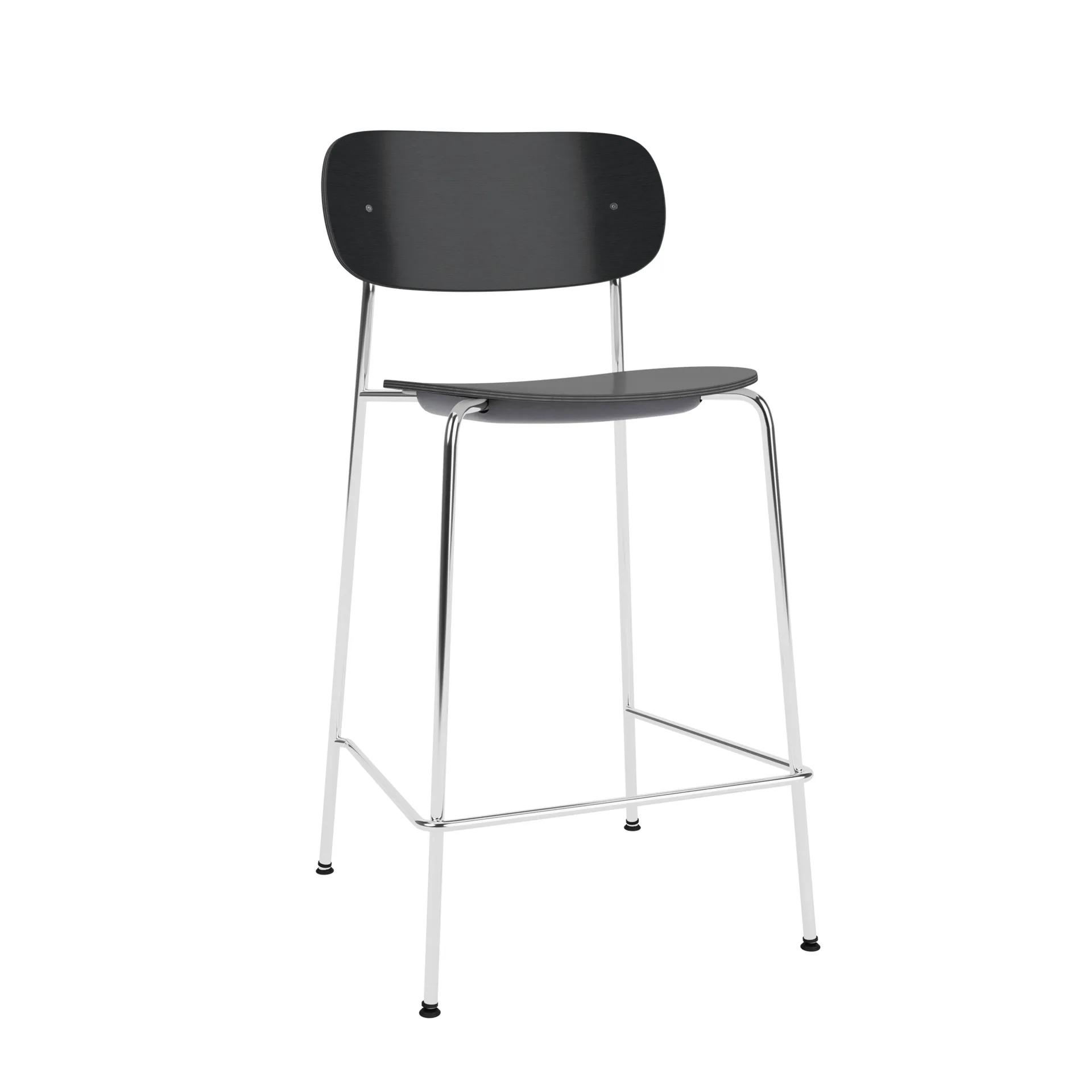Co Bar Chair Barstuhl, Schwarze Eiche-verchromter Stahl, 65 cm Audo Copenhagen