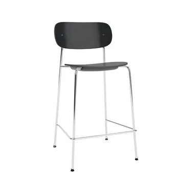 Co Bar Chair Barstuhl - Schwarze Eiche-verchromter Stahl, 65 cm - Audo Copenhagen
