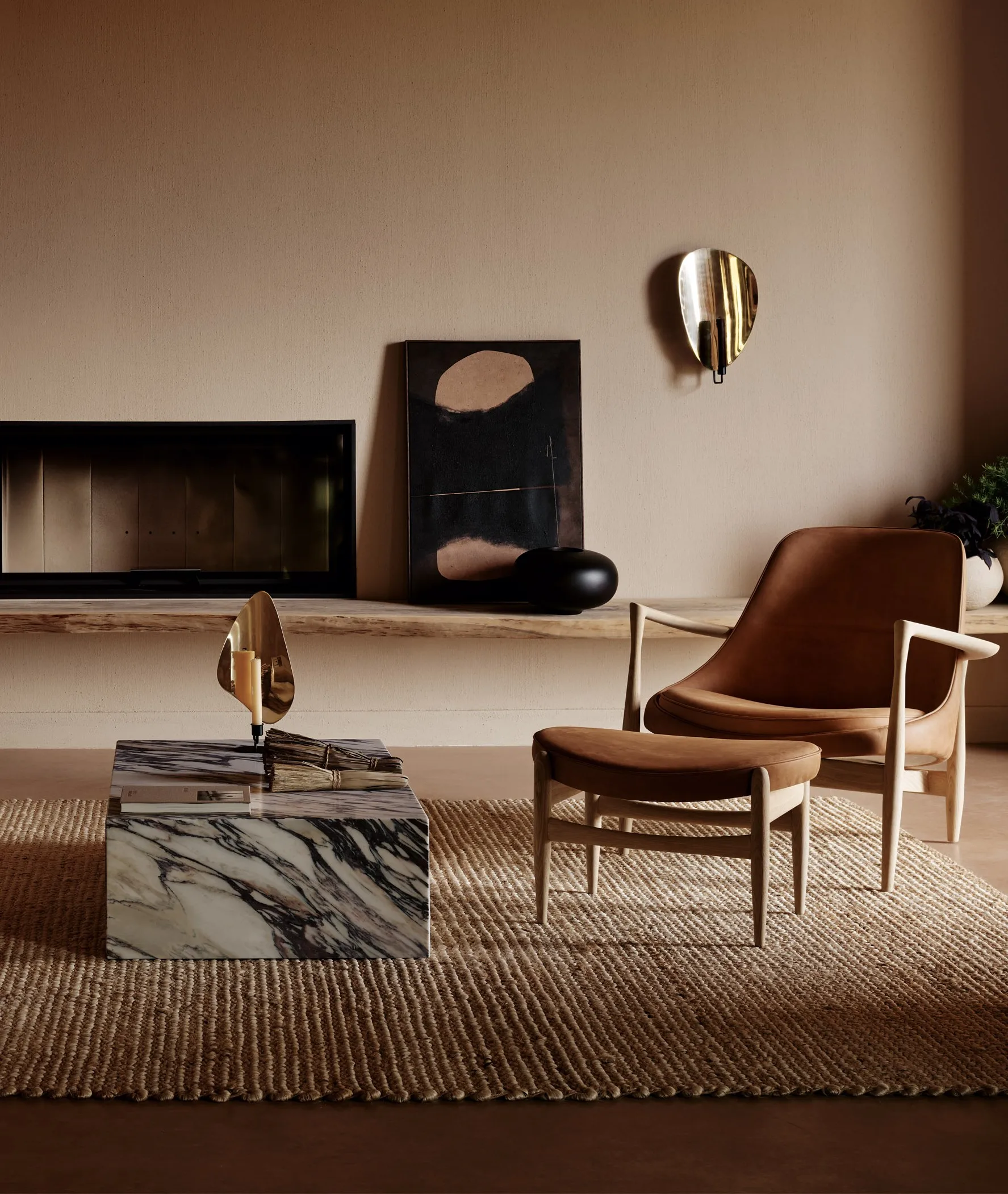 Flambeau Kerzenständer 30 cm, Black-polished Brass Audo Copenhagen