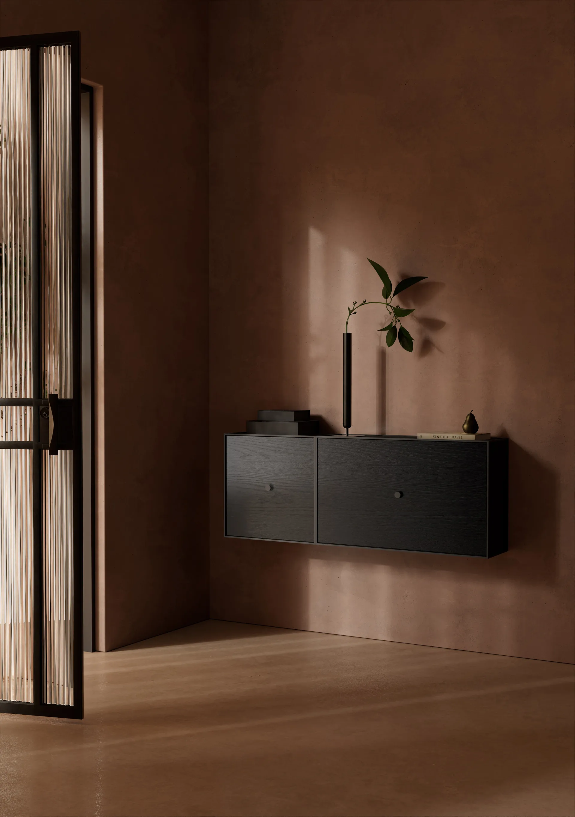 Frame 42 Wandschrank mit Türe, Esche schwarz gebeizt Audo Copenhagen