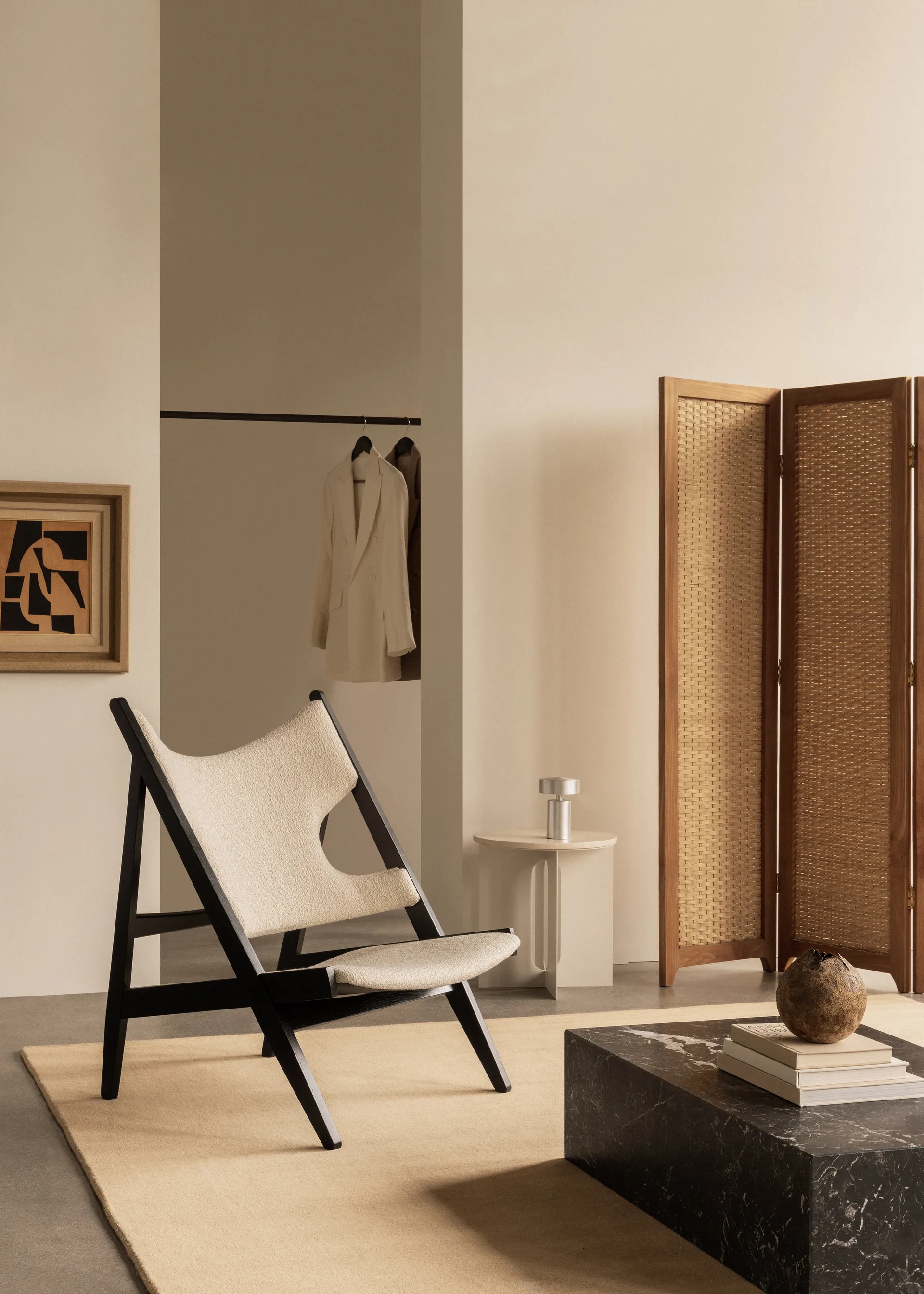 Knitting Loungesessel, Barnum Bouclé 24-schwarze Eiche Audo Copenhagen