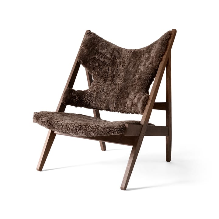Knitting Loungesessel, Schaffell curly root Dunkelbraun, dunkel gebeiztes Eichenholzgestell Audo Copenhagen