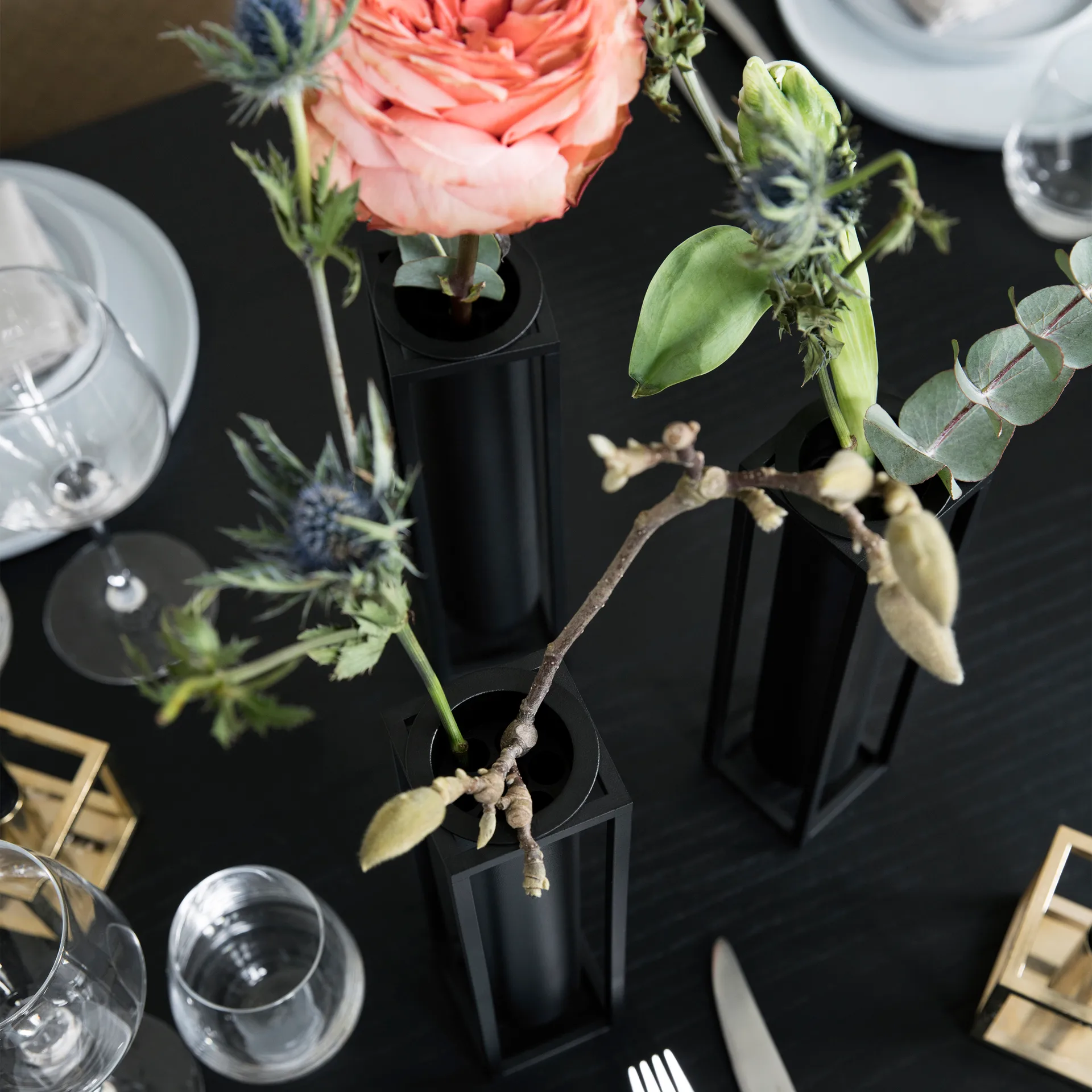 Kubus Vase, Flora, Schwarz Audo Copenhagen