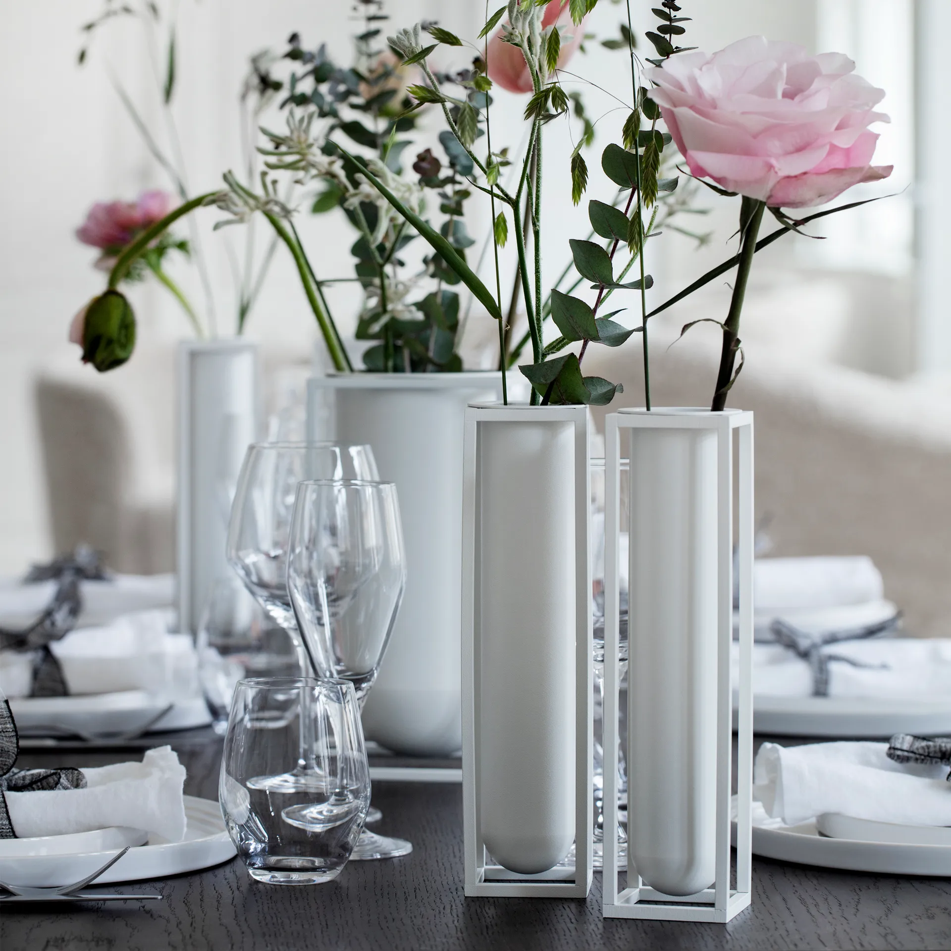 Kubus Vase, Flora, Weiß Audo Copenhagen