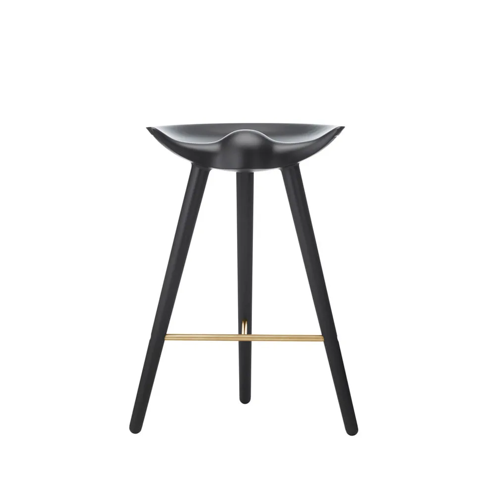 ML 42 Barhocker, Black stained beech, brass Audo Copenhagen