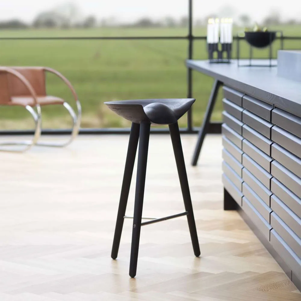 ML 42 Barhocker, Black stained beech, brass Audo Copenhagen