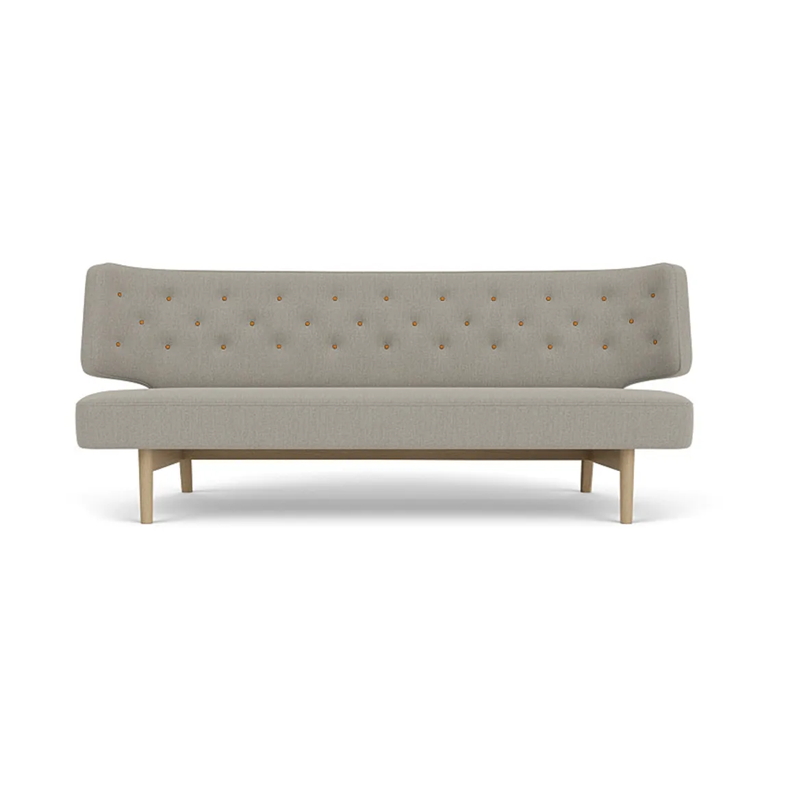 Radiohus Sofa Fully Upholstered RE-WOOL PC1T Global HR BUTTONS Vegetal 4-Legs Base, Re-wool 218-Natureiche, Lederknöpfe, 2-Sitzer Audo Copenhagen