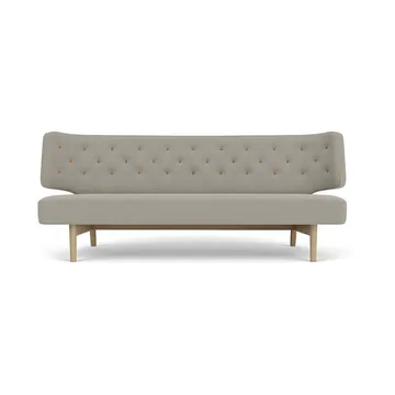 Radiohus Sofa Fully Upholstered RE-WOOL PC1T Global HR BUTTONS Vegetal 4-Legs Base - Re-wool 218-Natureiche, Lederknöpfe, 2-Sitzer - Audo Copenhagen