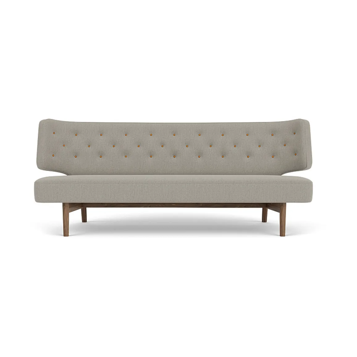 Radiohus Sofa Fully Upholstered RE-WOOL PC1T Global HR BUTTONS Vegetal 4-Legs Base, Re-wool 218-Walnuss, Lederknöpfe, 2-Sitzer Audo Copenhagen