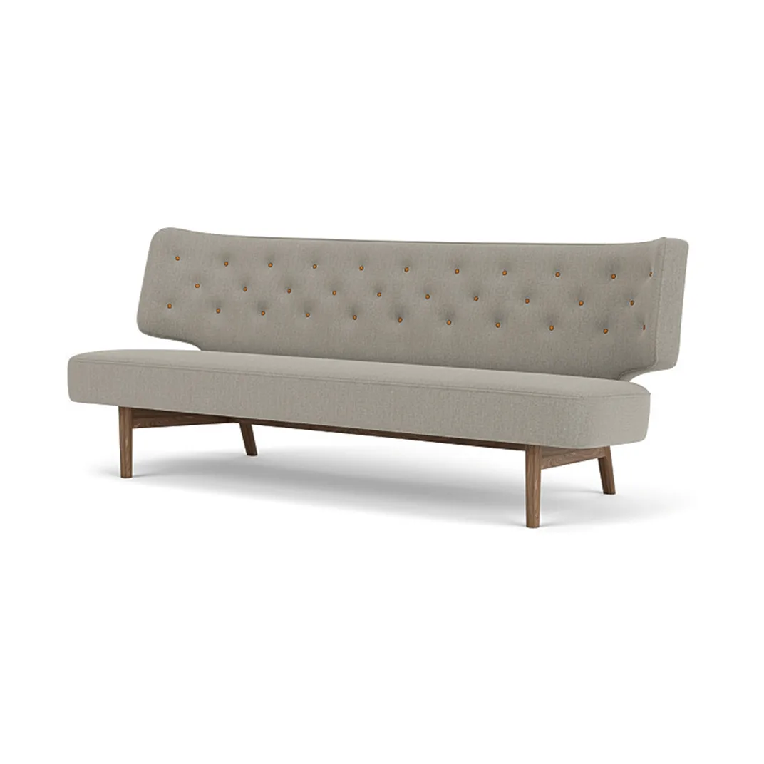Radiohus Sofa Fully Upholstered RE-WOOL PC1T Global HR BUTTONS Vegetal 4-Legs Base, Re-wool 218-Walnuss, Lederknöpfe, 2-Sitzer Audo Copenhagen