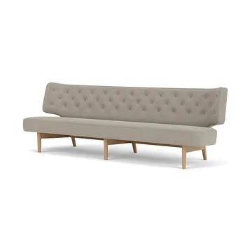 Radiohus Sofa Fully Upholstered RE-WOOL PC1T Global HR BUTTONS Vegetal 4-Legs Base - Re-wool 218-natur Eiche, Lederknöpfe, 3-Sitzer - Audo Copenhagen