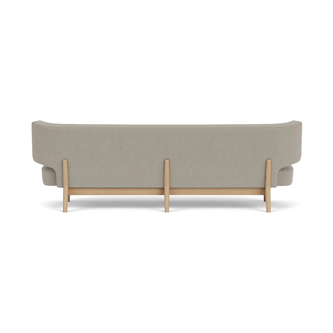 Radiohus Sofa Fully Upholstered RE-WOOL PC1T Global HR BUTTONS Vegetal 4-Legs Base, Re-wool 218-natur Eiche, Lederknöpfe, 3-Sitzer Audo Copenhagen
