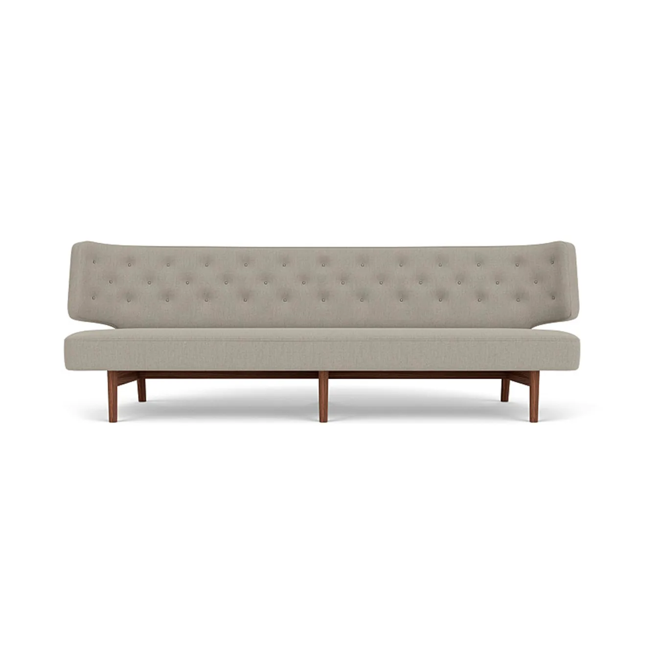 Radiohus Sofa Fully Upholstered RE-WOOL PC1T Global HR BUTTONS Vegetal 4-Legs Base, Re-wool 218-Walnuss, Lederknöpfe, 3-Sitzer Audo Copenhagen