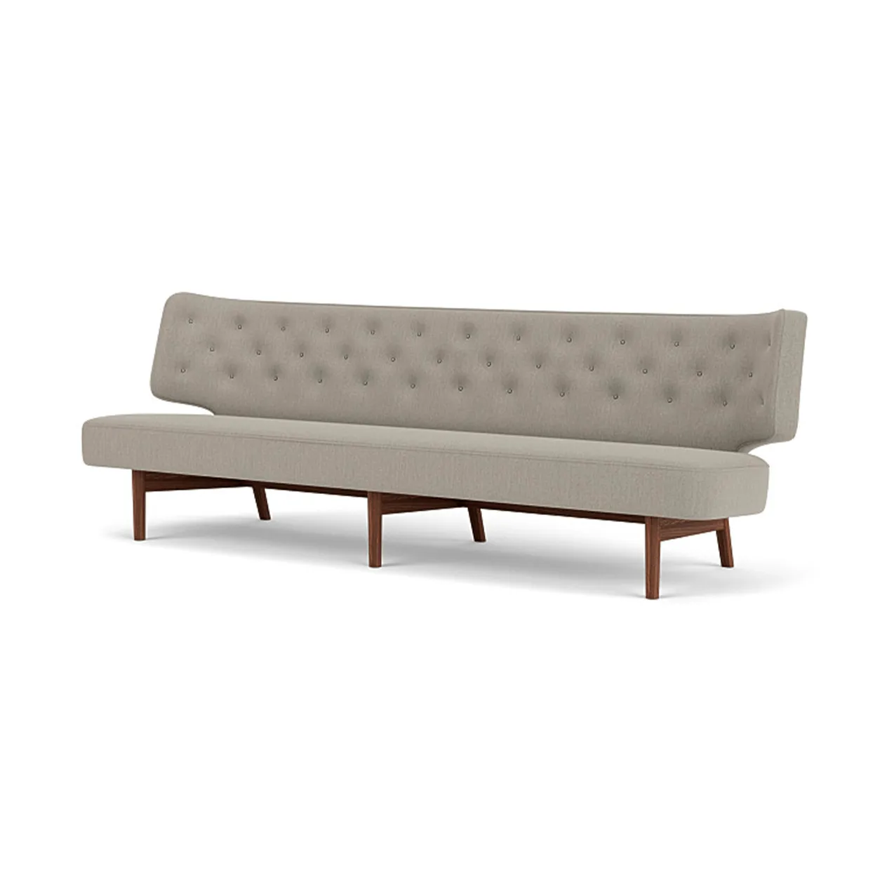 Radiohus Sofa Fully Upholstered RE-WOOL PC1T Global HR BUTTONS Vegetal 4-Legs Base, Re-wool 218-Walnuss, Lederknöpfe, 3-Sitzer Audo Copenhagen